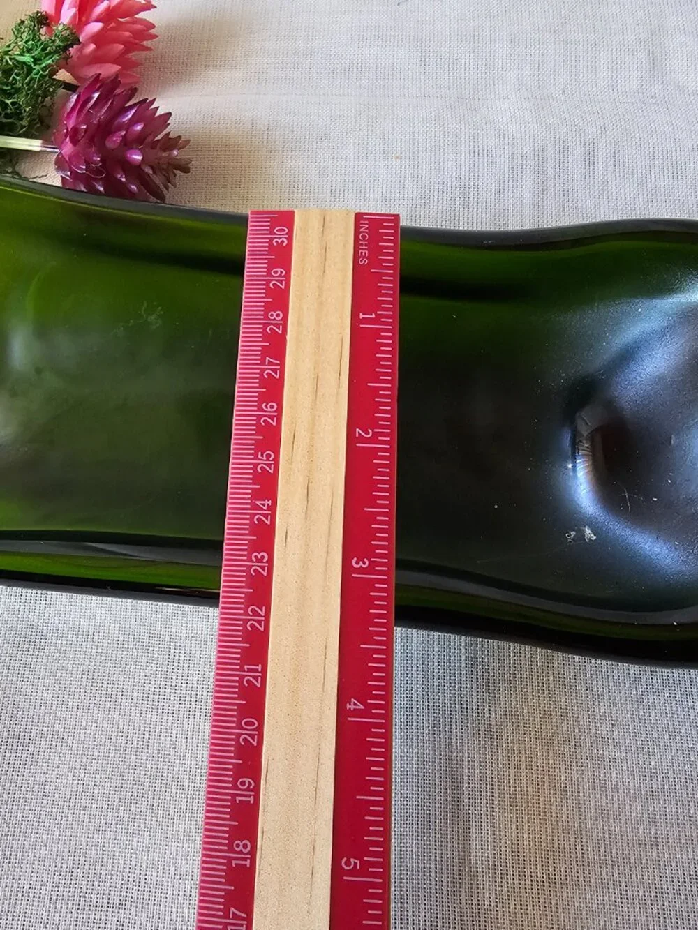 Handcrafted Flattened Wine Green Bottle/Cheese / Olive Tray / Server / Decor